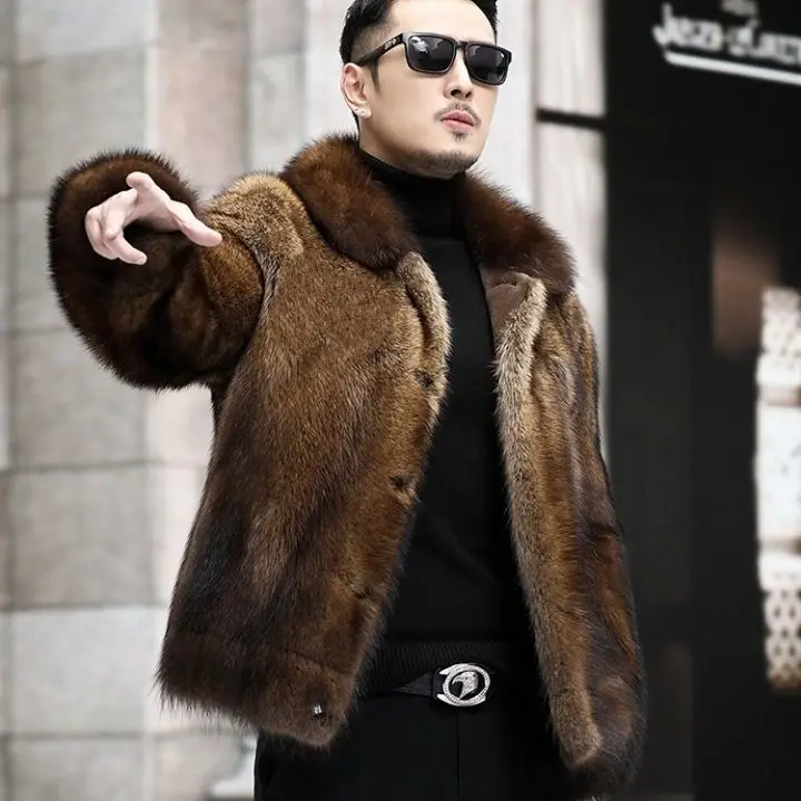 

Male Fake Fur Coat Men's New Designer Brand Fashion Long Sleeve Jacket Autumn and Winter Warm Coat Male Casual Jacket 2023 E57