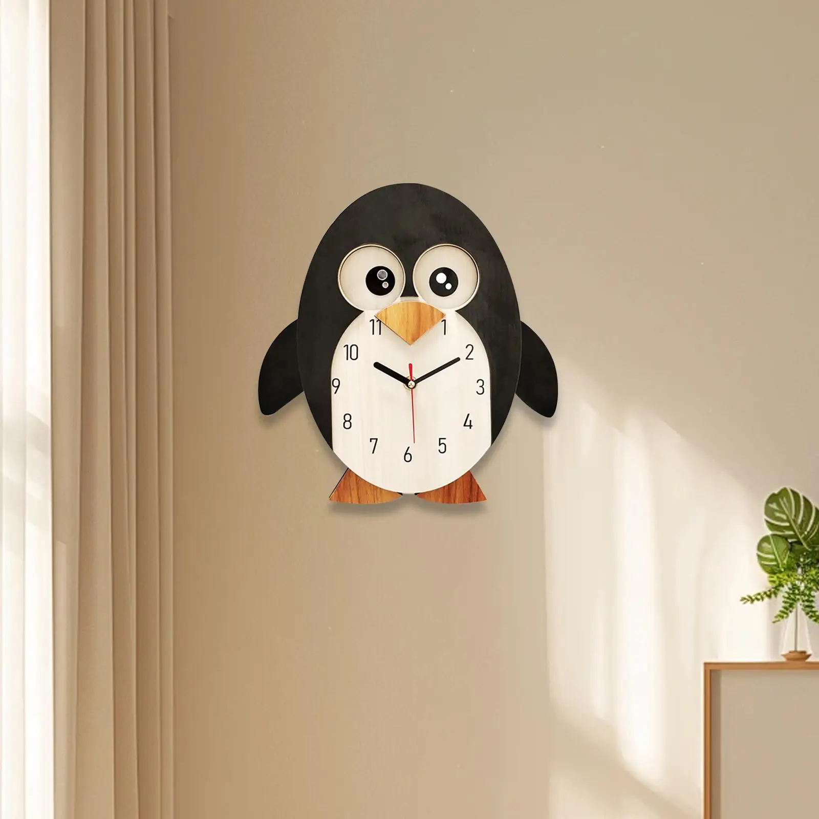 

Bracket Clock Penguin-shaped Easy Cleaning Space-saving Horologe for Hotel Dormitory Decorations for Household Families