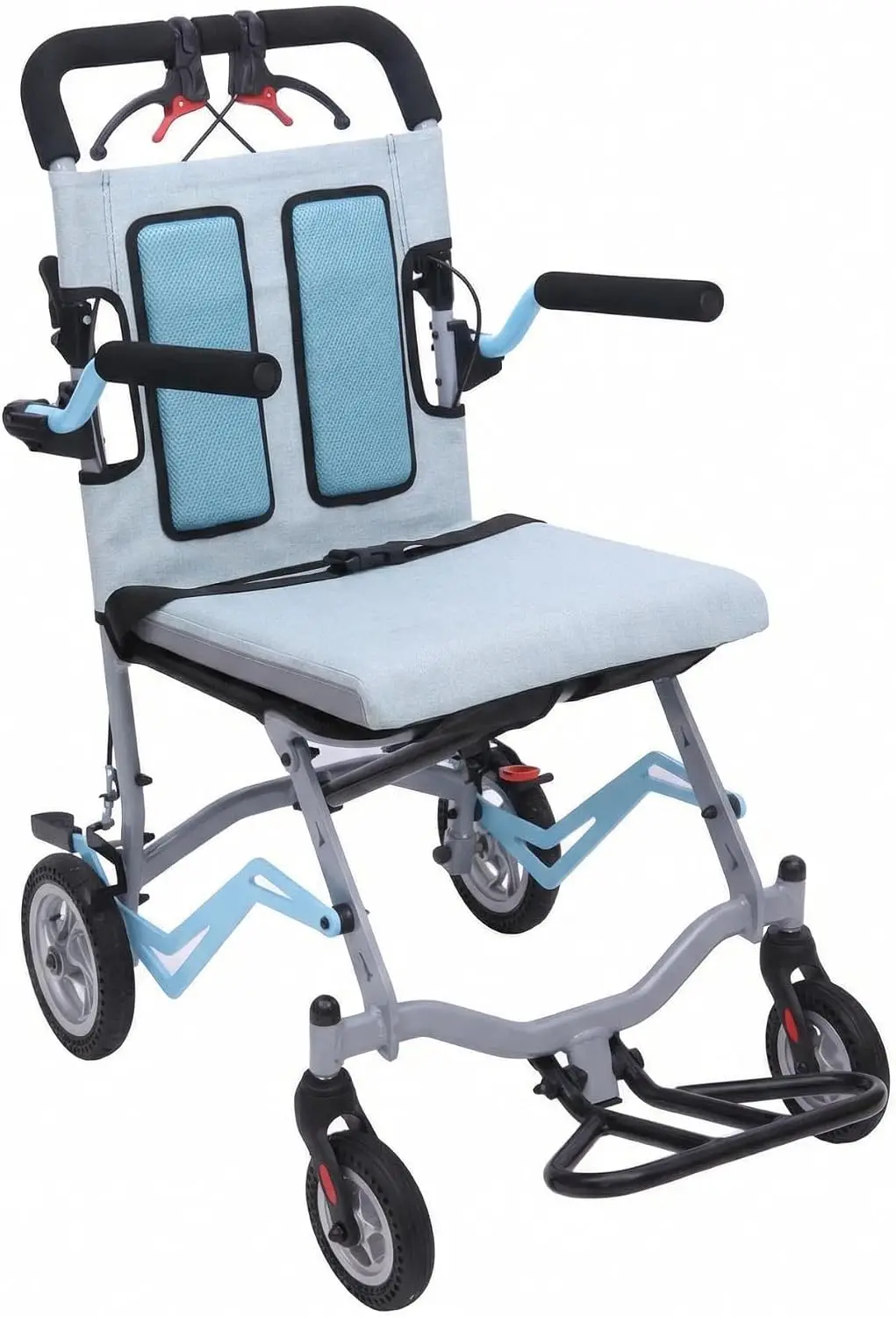 Tacleekii Ultra Lightweight Transfer Chair 19 Lbs Folding Aluminum Wheelchair Locking Handbrake 220 Lb Capacity 16.5