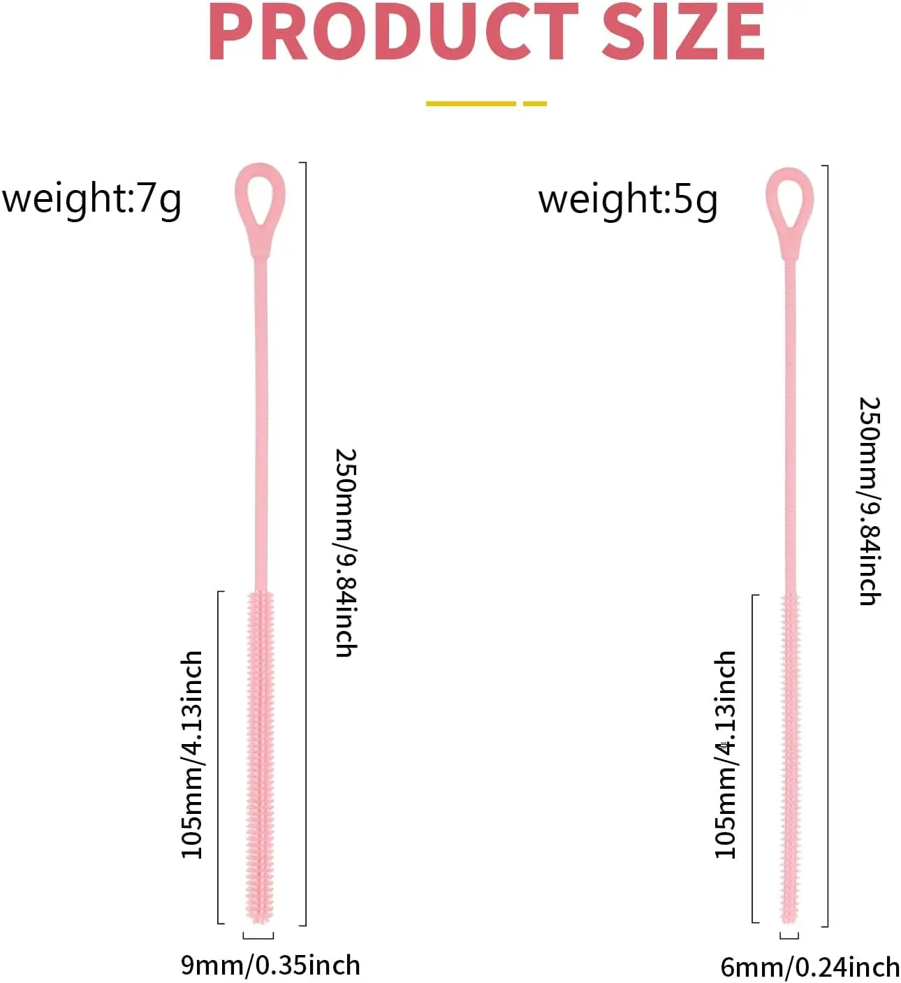 Silicone Straw Cleaner Brush Reusable Straw Cleaner with Bendable Steel Core Extra Long Soft Bottle Brush for Clearing Glass Str