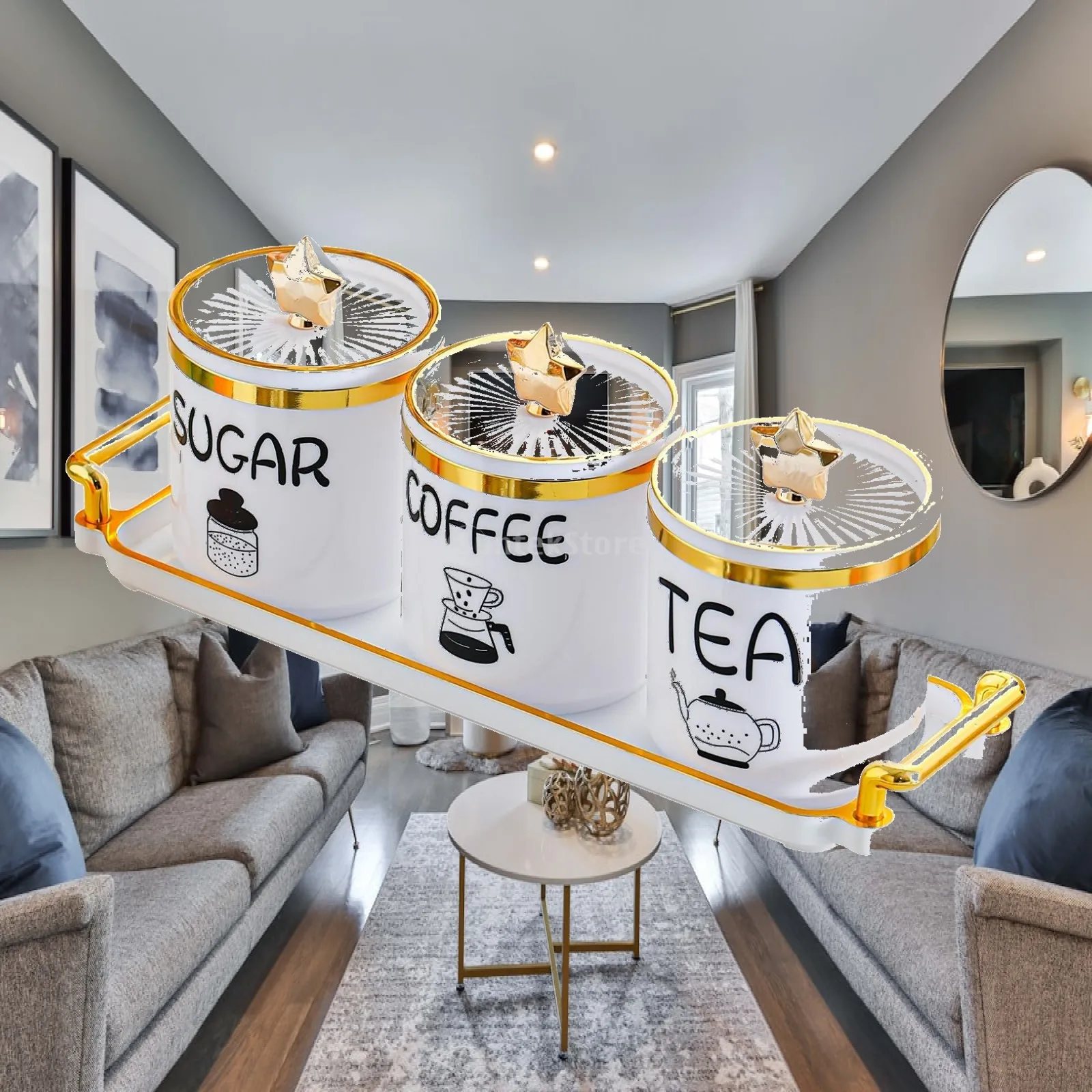 Round Dessert Serving Plate Partitioned Food Container with Lid for Home Living Room Office Reception