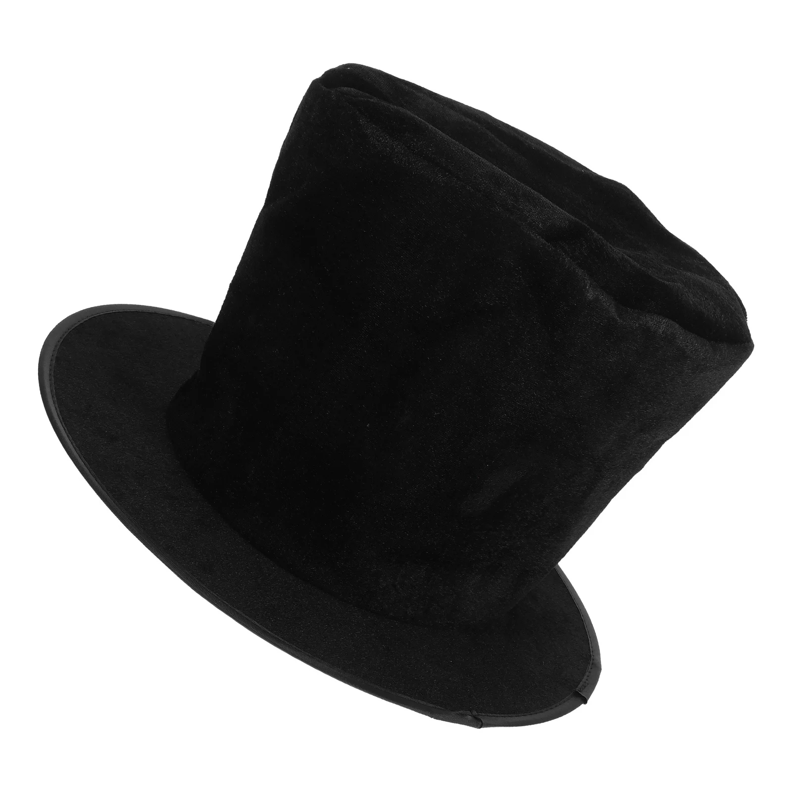 

Vintage Black Wool Top Hat Elegant Flat Top Wide Brim Unisex Dress Accessory for Men Women Magician Jazz Performer Costume