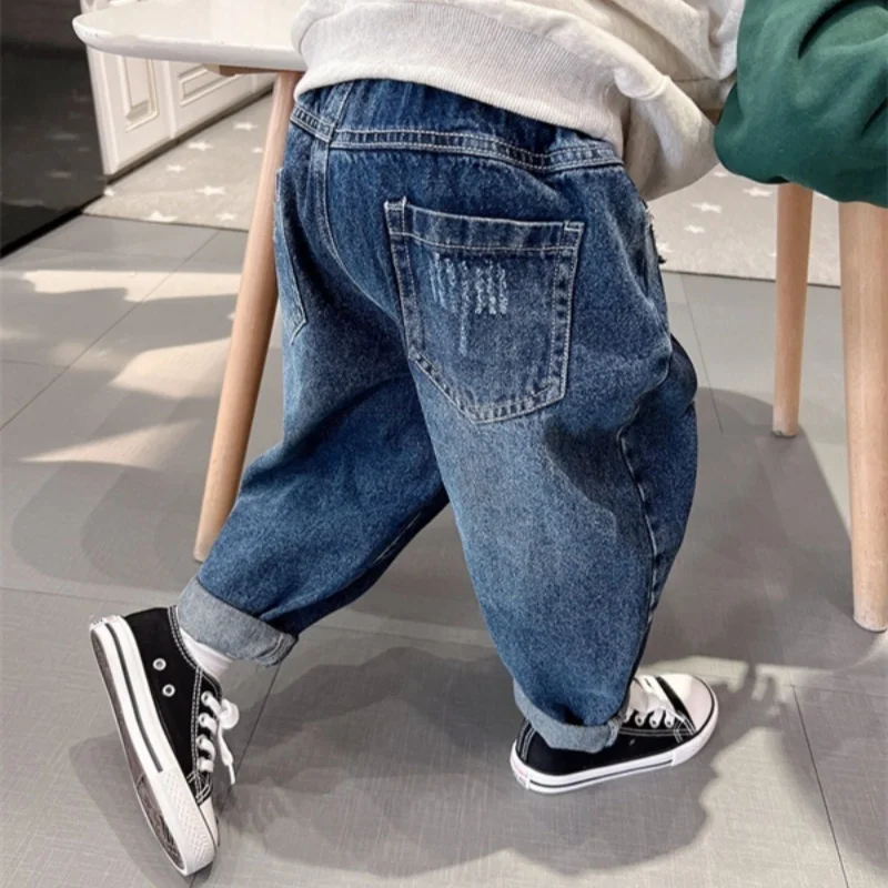 

Boys Jean Pants Long Trousers Cotton 2024 Loose Spring Autumn Baby's Kids Pants Teenagers Outwear Children's Clothing