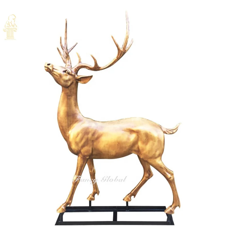 FANCY Modern Art Garden Decoration Life Size Statues Bronze Standing Deer Statue Sculpture