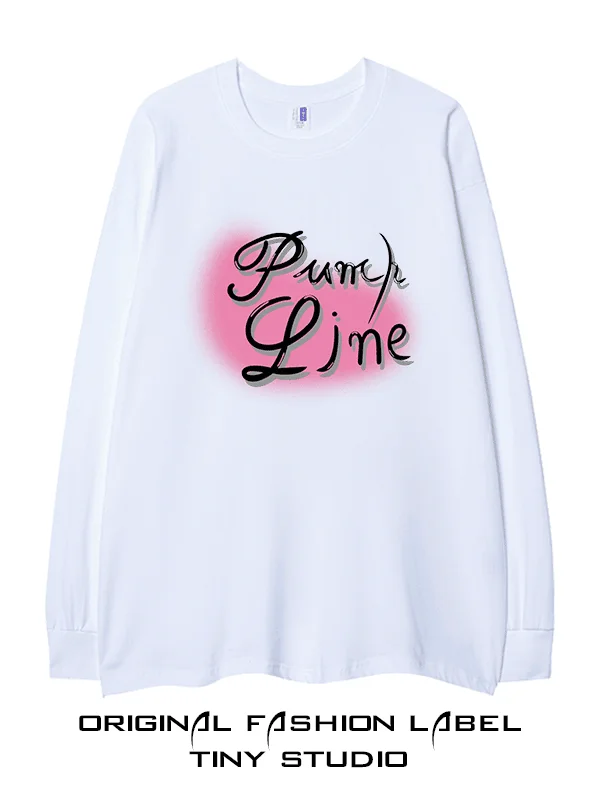 

American Sle Loose Long Sve T-irt Cotton Print ex Streetwear Pure Cotton INS Autumn Top Couple Youth Faion