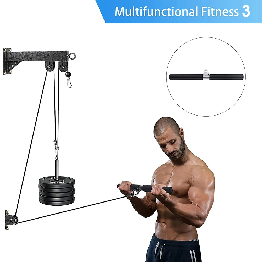 An der Wand montiertes DIY-Riemenscheiben-Kabel-Maschinenbefestigungssystem, Bizeps, Trizeps, Krafttraining, Sport, Workout, Fitnessgeräte-Set – Detail 5