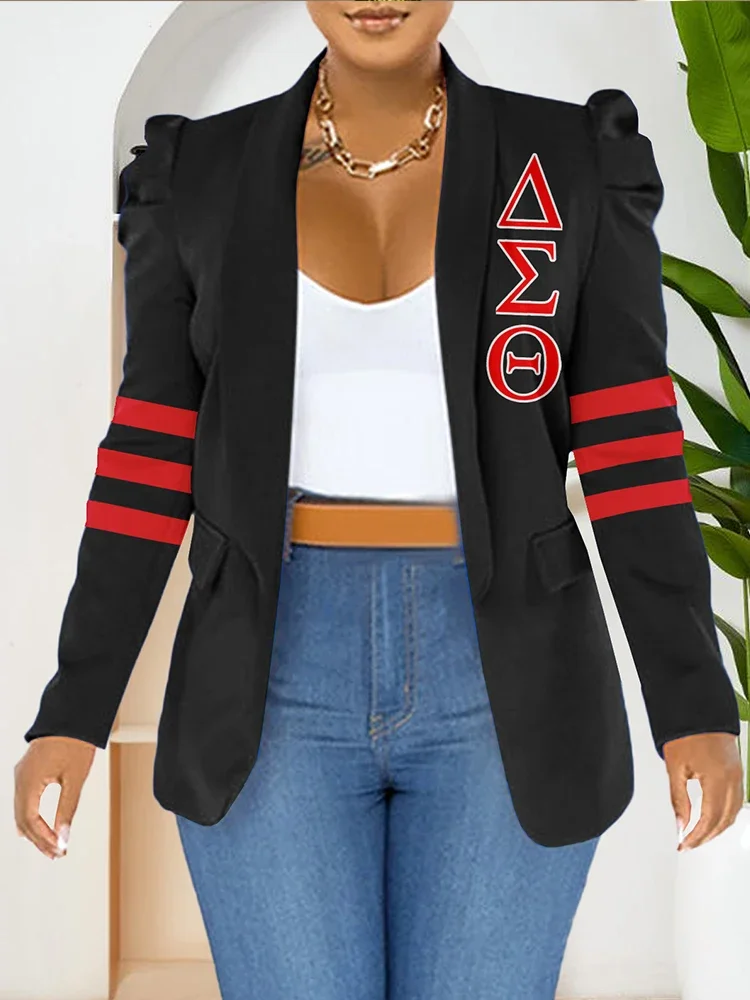 Delta Sigma Theta Sorority Print Puff Sleeve Blazer