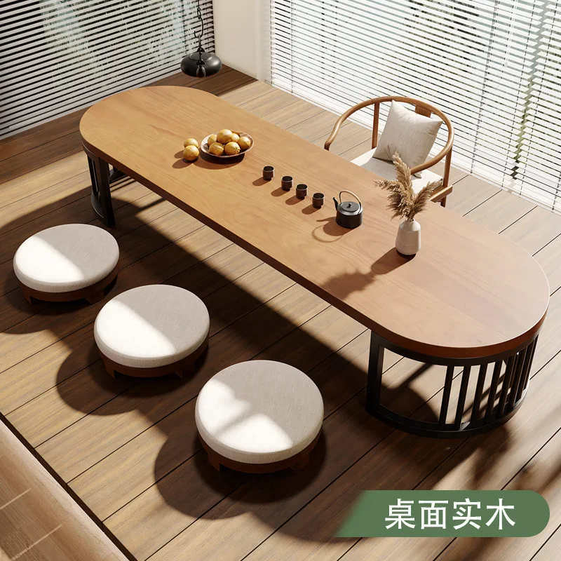 Solid wood tatami tea table bay window coffee table Japanese tea table Zen low