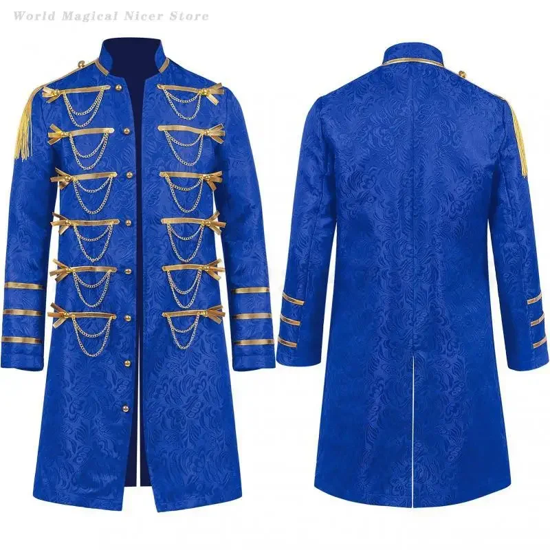 

Vintage Punk Jacket Spring and Autumn Long Sleeved Tassel Coat Fashion Steampunk Retro Uniform Men's Medieval Court Clothing