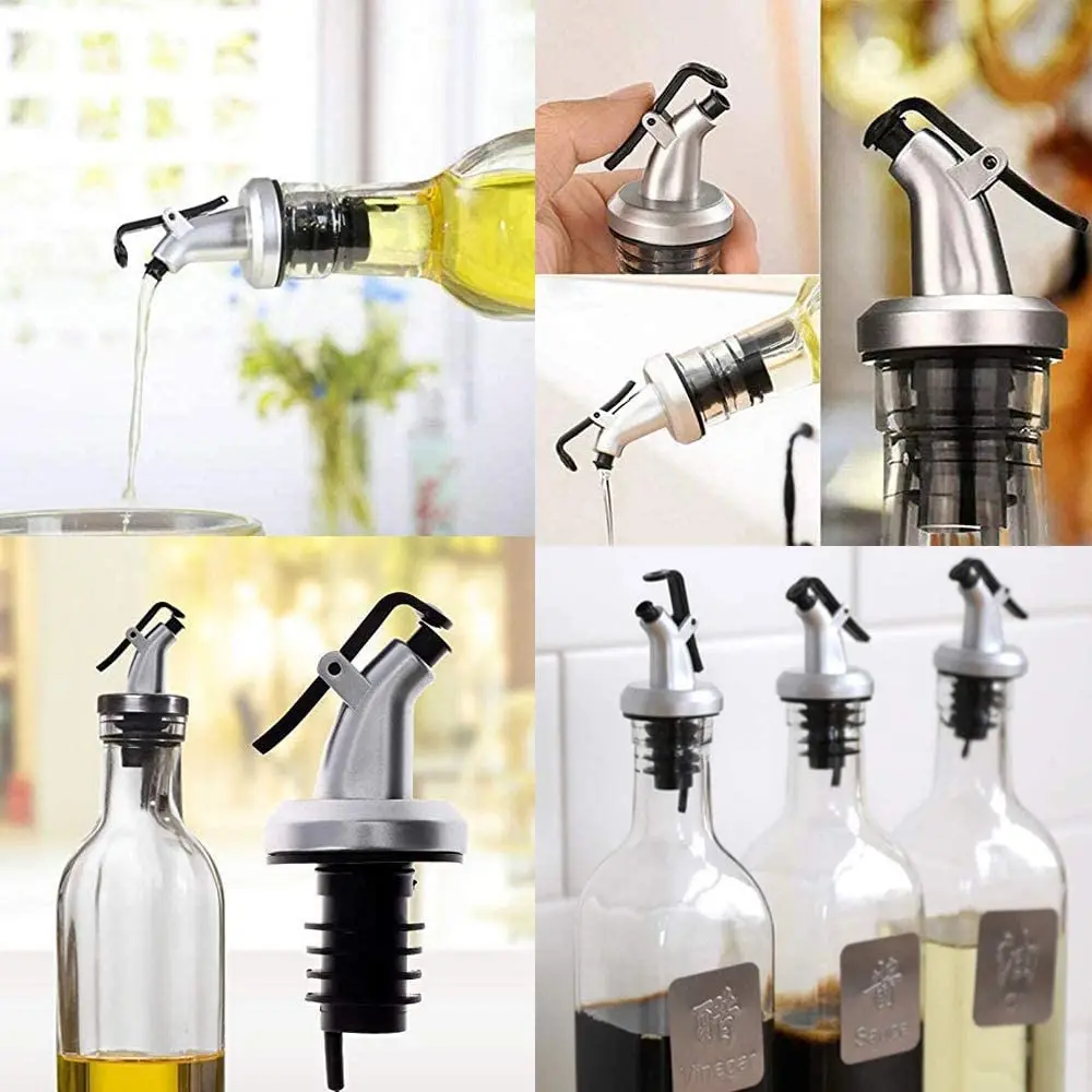 A59P new 4 Pieces Oil Stopper Pourer,Leakproof Bottle Pourer,Olive Oil Leakproof Spouts,with Dust Cap,for Oil,Olive Oil,Vinegar