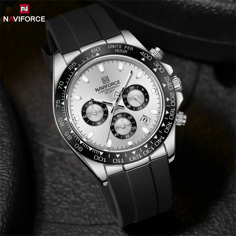 NAVIFORCE Original Watches For Men Silicone Band Casual Sport Chronograph Luminous Wristwatch Relogio Masculino Male Gift 2024