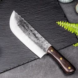 Kitchen Knife Wood Hand Handmade Forged Chef Knife Meat Vegetables Chopper Traditional Butcher Cleaver Slicing Knife Cook Tools