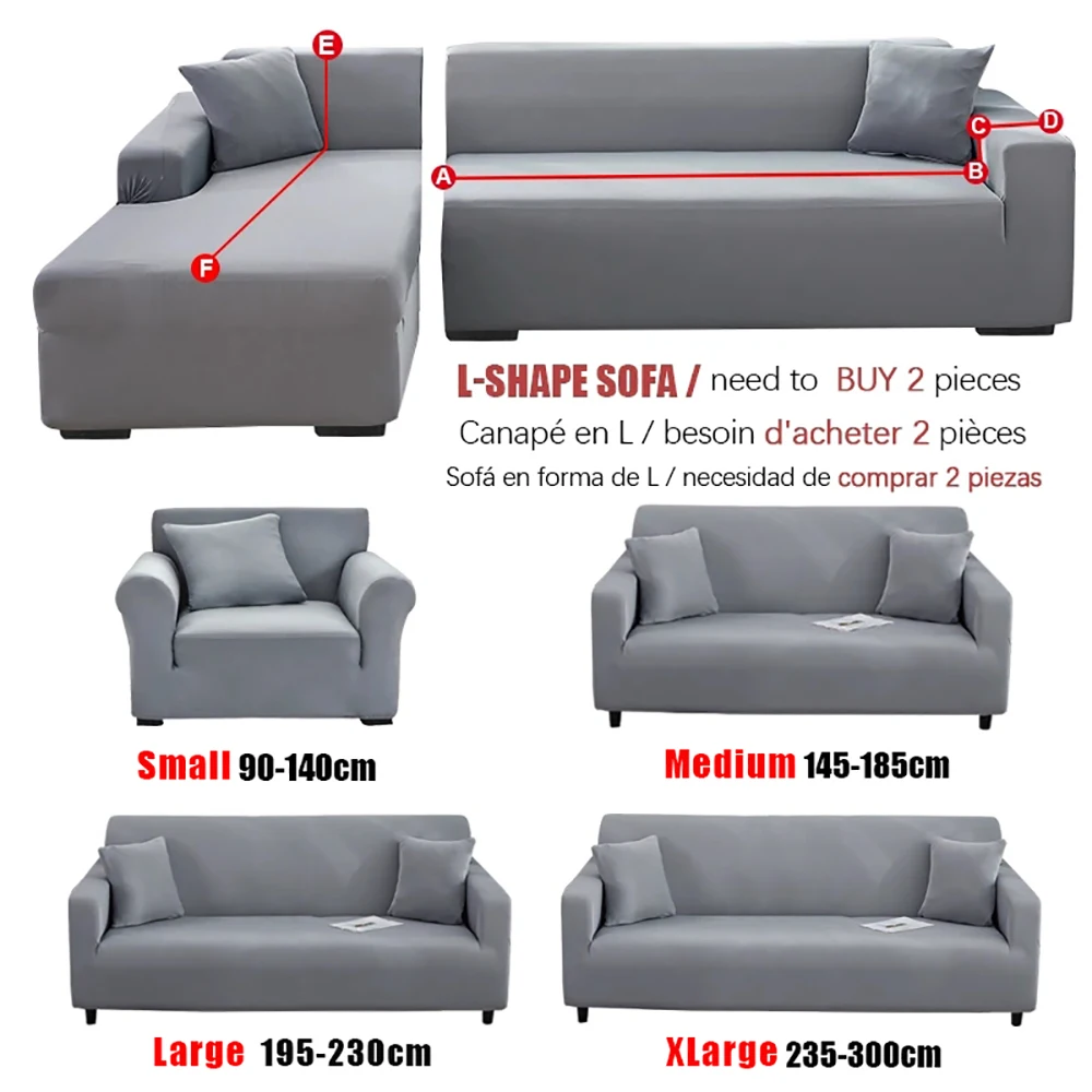 Elastic Plain Solid Sofa Cover Stretch  Allinclusive Couch Cover for Living Room Corner ArmChair Sofa Case L Shape Need Buy 2pcs