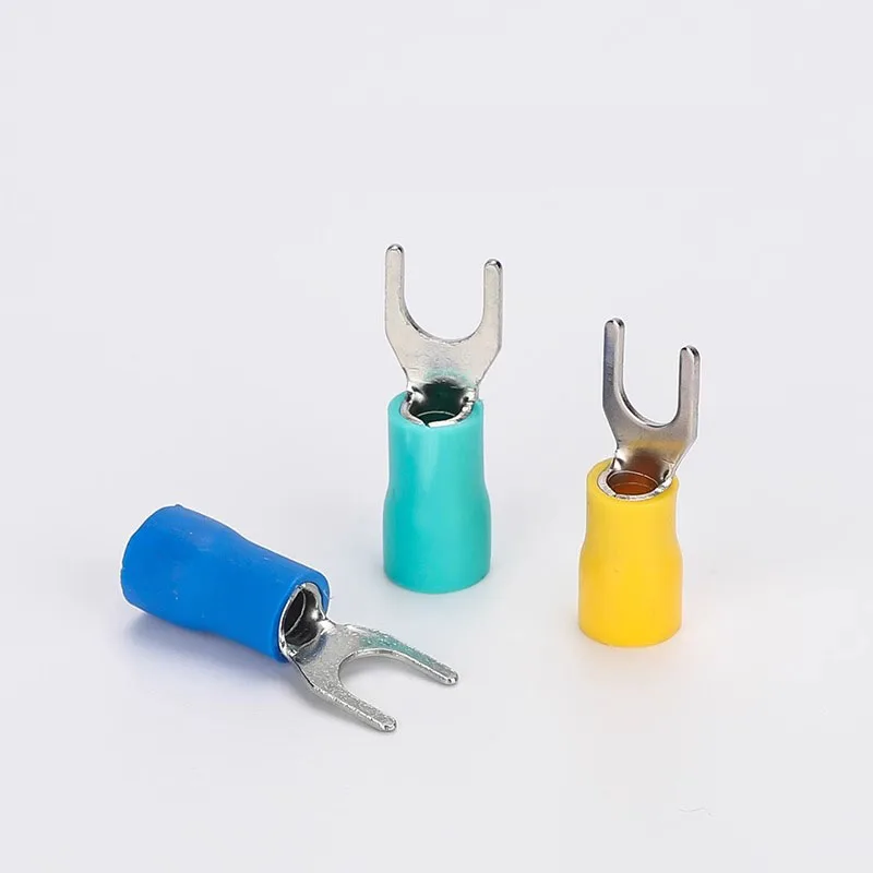 100Pcs SV Crimp Terminal Spade Y U-Type Wire Connector Insulated sheath wiring terminal Electrical copper Lug SV1.25-4 SV3.5-6