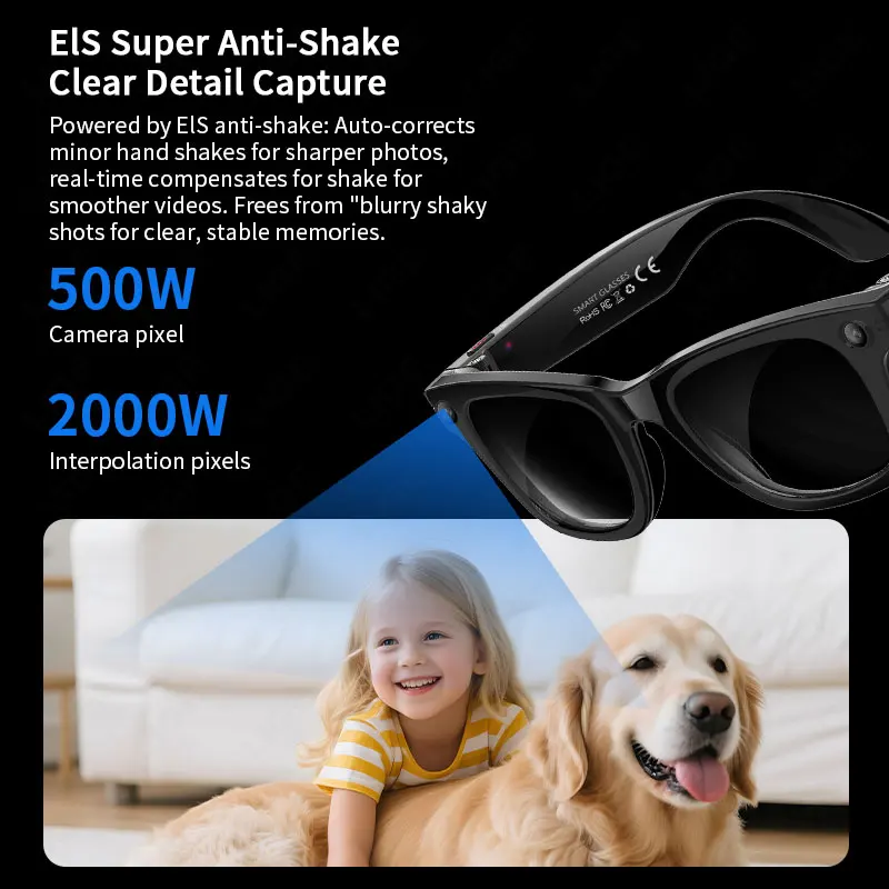 LIGE New 500W Camera Glasses Bluetooth Smart Glasses with Camera Voice Call Music Smart Sunglasses Video Sound Record AI Glasses