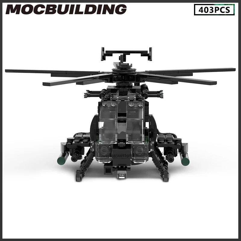 

Строительные блоки MOC AH6 Little Bird Light Модель вертолета DIY Сборка кирпичей Истребитель Самолеты Игрушки Коллекция Дисплей Подарки