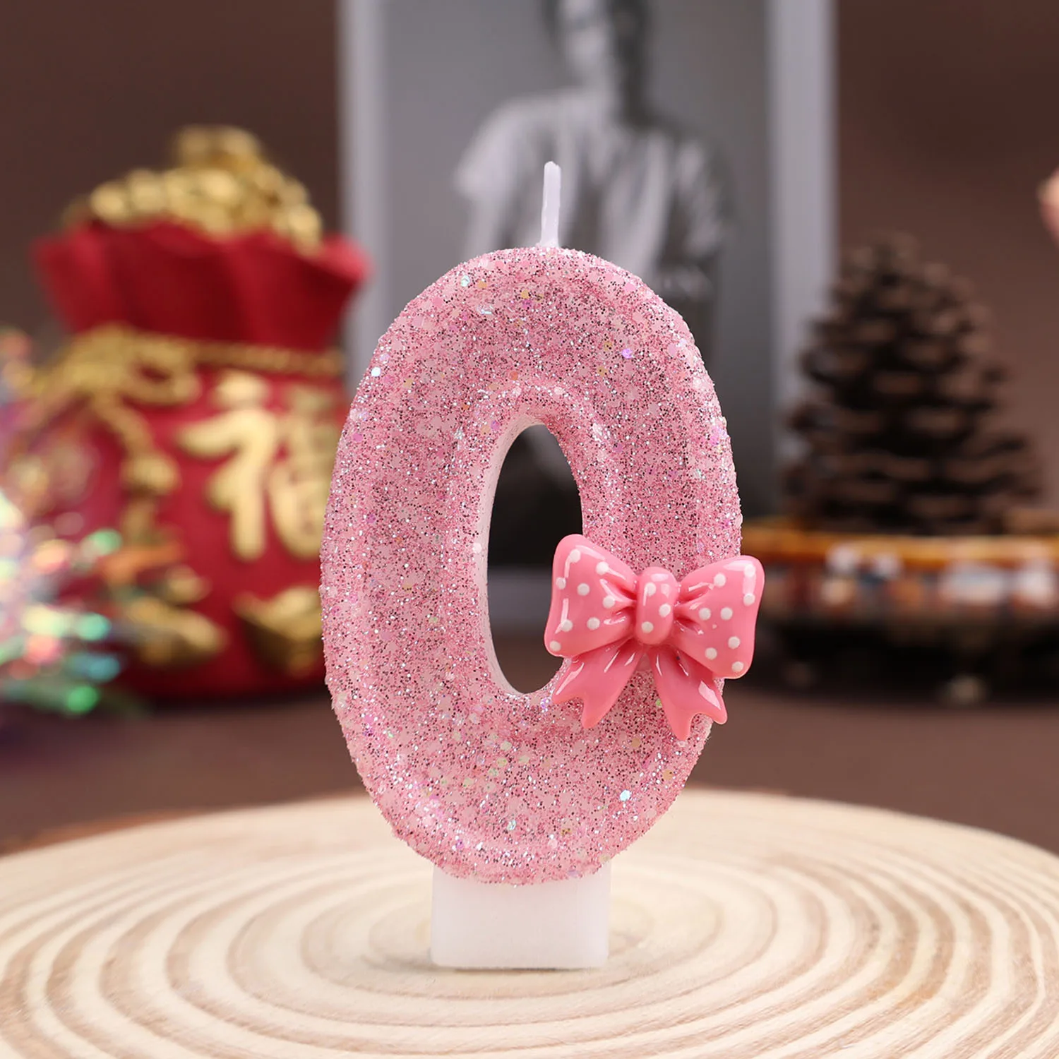 Pink Bow-Shaped Number Birthday Candles, Anniversary Candles for Special Occasions, Party Gifts