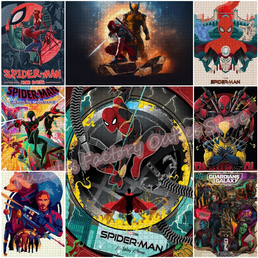 Disney super-herói quebra-cabeça 300/500/1000 peças spiderman deadpool filmes impressão quebra-cabeças adultos brinquedo diy presentes