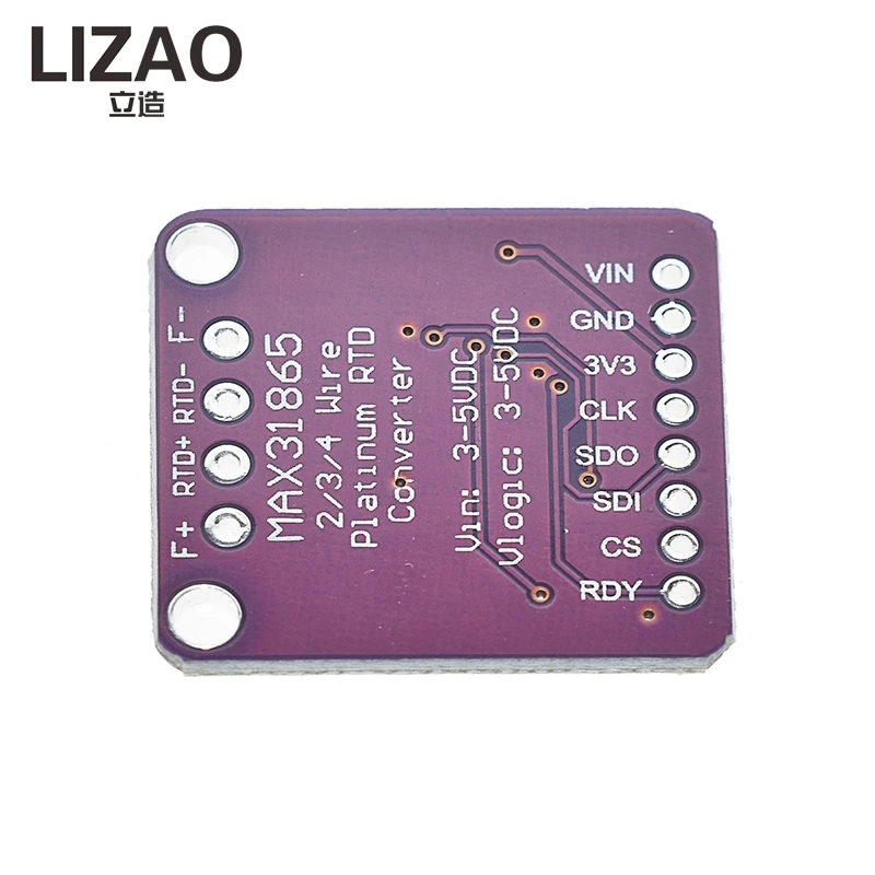 MAX31865 PT100/PT1000 RTD-to-Digital Converter Module, SPI 3.3V/5V Temperature Sensor Board
