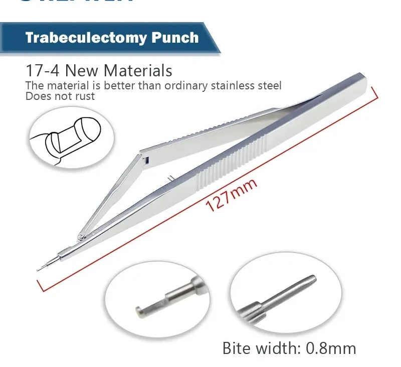 1pcs Trabeculectomy Punch Vitreo-retinal Tools 17-4 Stainless Steel Ophthalmic Instruments