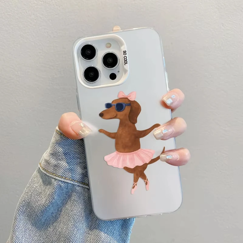 Divertida Funda de Teléfono con Diseño de Perro Salchicha Bailarín para Samsung Galaxy S26 S25 Ultra S24 S23 FE S22 S21 Plus A56 A55, Carcasa Rígida Mate