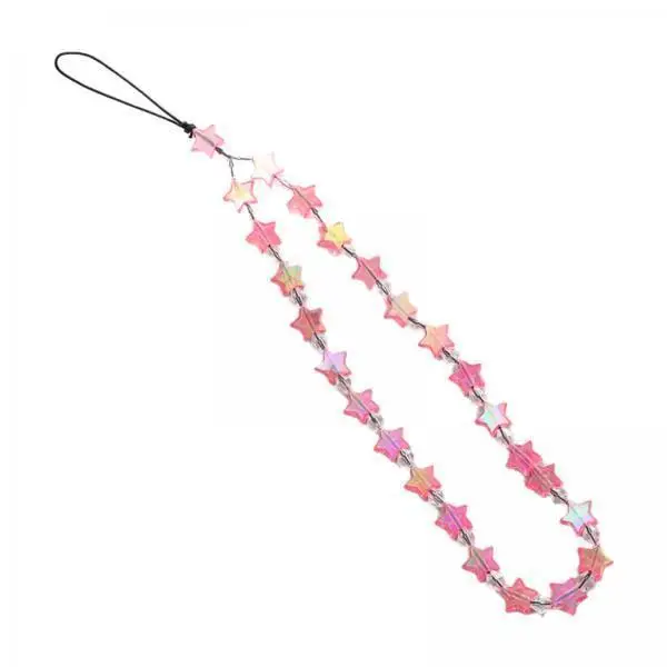 Beaded Phone Charms Strap Cute Star Wrist Lanyard Bracelet Phone Accessory for Women Girls Gift