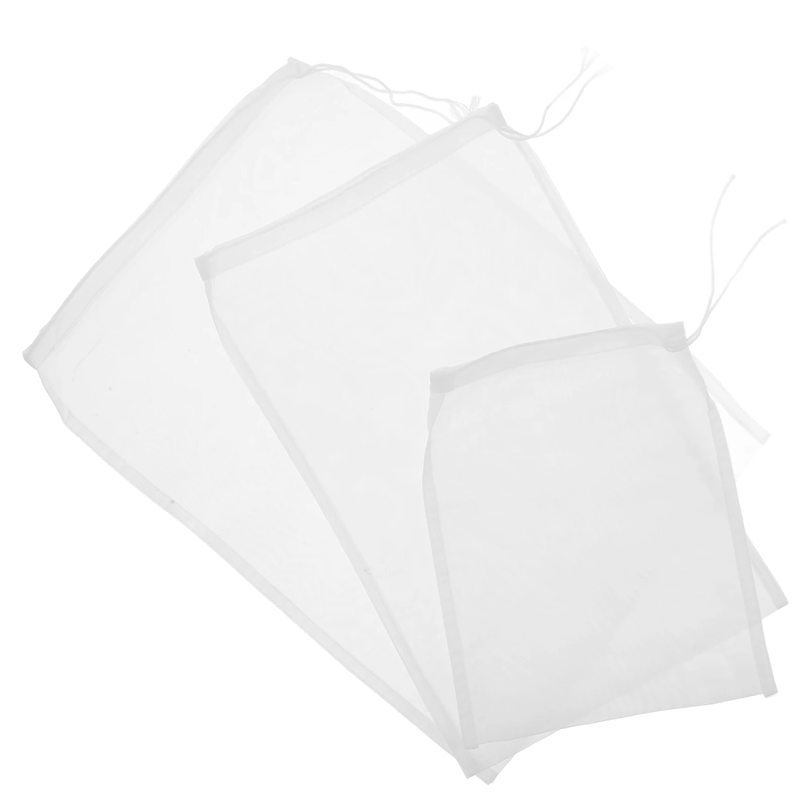

3pcs Nut Milk Strainer Fine Mesh Food Filter Bag Soy Milk Juicing Cloth Fruit Vegetable Strainer Drawstring Reusable Kitchen