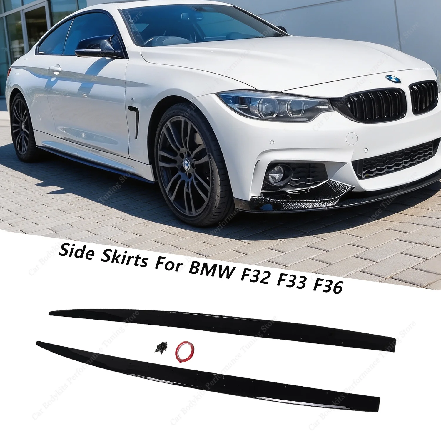 Image of Glänzend Schwarze Max-Style Seitenschweller-Verlängerungen für BMW F32 F33 F36 420i 420d 430i 430d 435i 440i M Sport 2014-2020