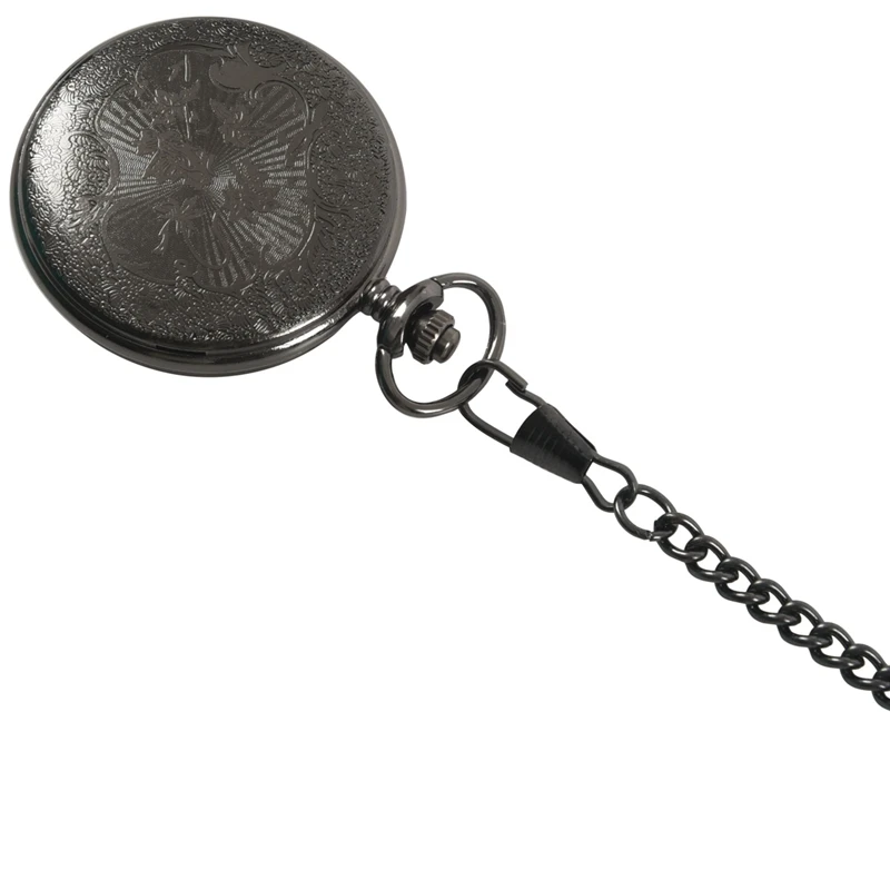 Vintage Steampunk Black Roman Numerals Necklace Quartz Pendant Pocket Watch Gift With Pocket Watch, Metal Strap,Silver