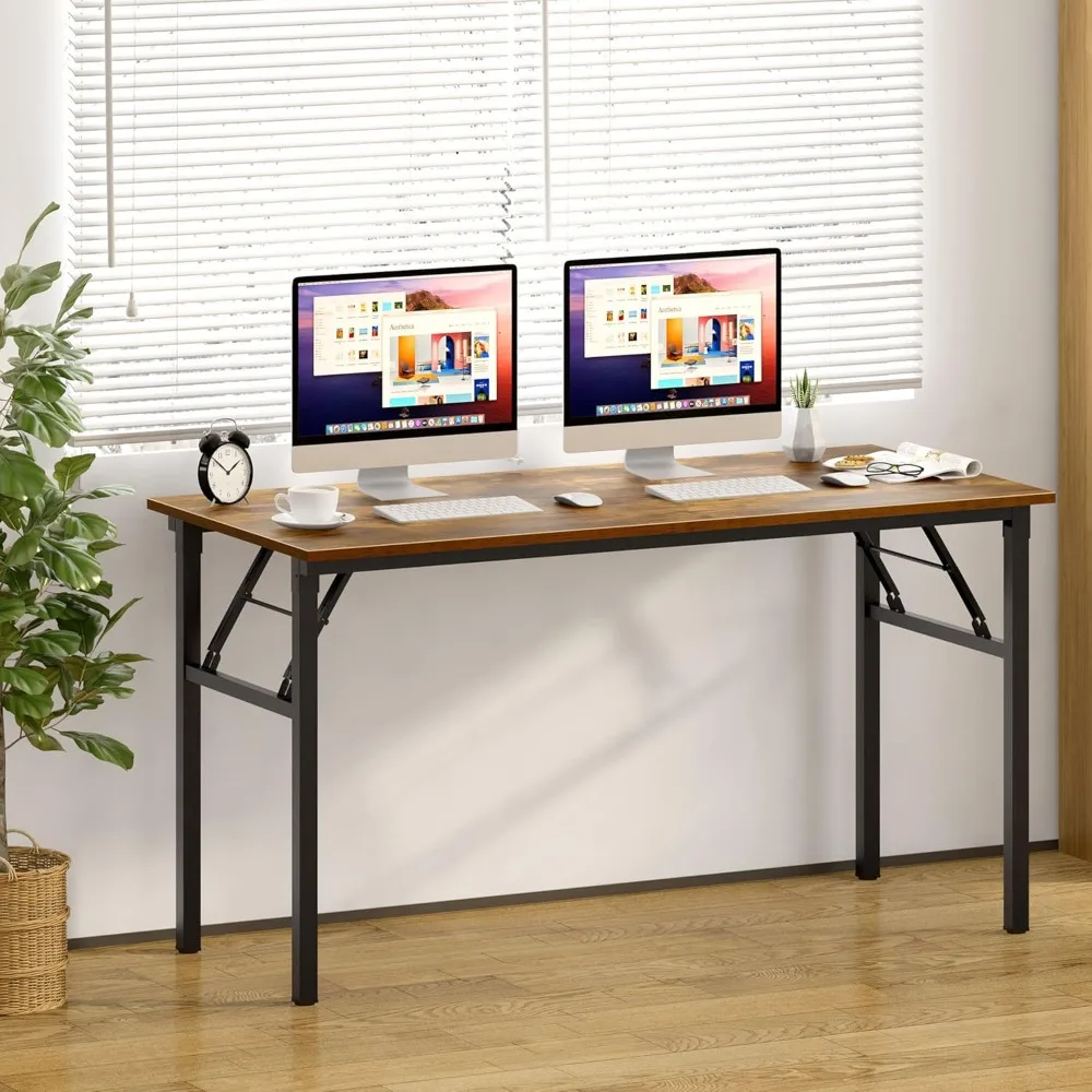 

Home Office Desk 60 Inch Large Sturdy Table Foldable Desks for Work, Gaming Computer Table No Assembly Required. Computer Desk