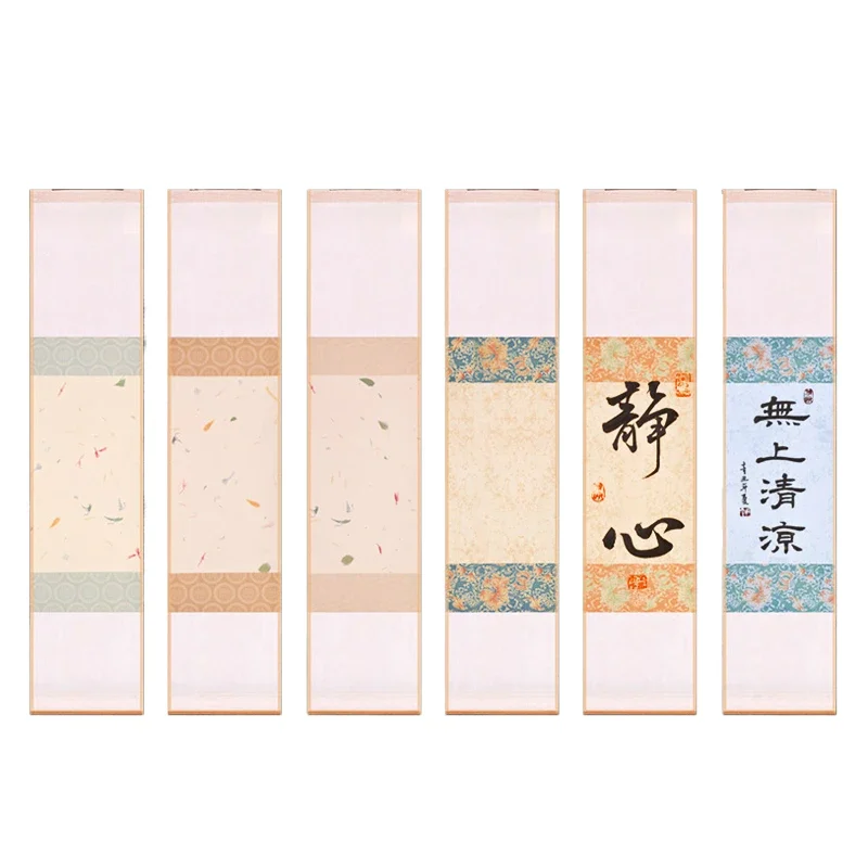 Brush Calligraphy Scroll Chinese Drawing Half Ripe Batik Rice Paper Scroll Chinese Running Cursive Official Script Hanging Axis