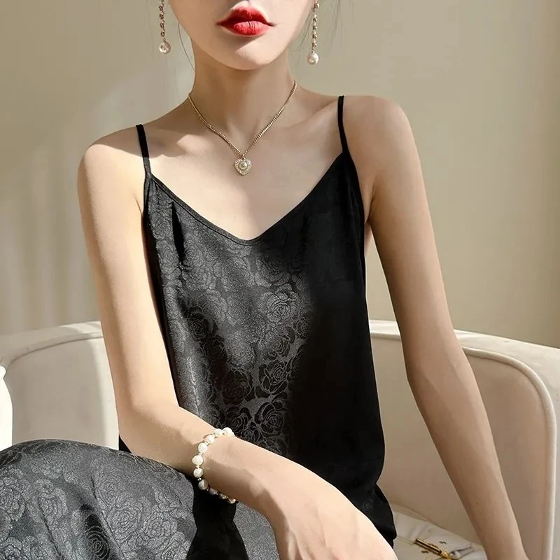 Mulheres cetim jacquard cinta vestido de casamento 2025 verão novos vestidos soltos y2k feminino cinta sem mangas longo robe chique vestidos de festa