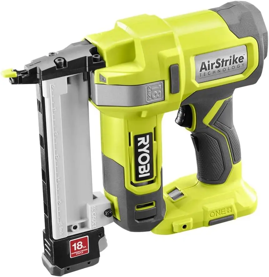 RYOBI ONE+ 18-Gauge Cordless AirStrike Narrow Crown Stapler P361 Green