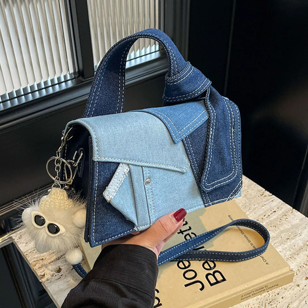 

Женская корейская джинсовая сумка в стиле ретро - маленькая квадратная сумка через плечо, маленькая квадратная сумка на одно плечо для поездок на работу
