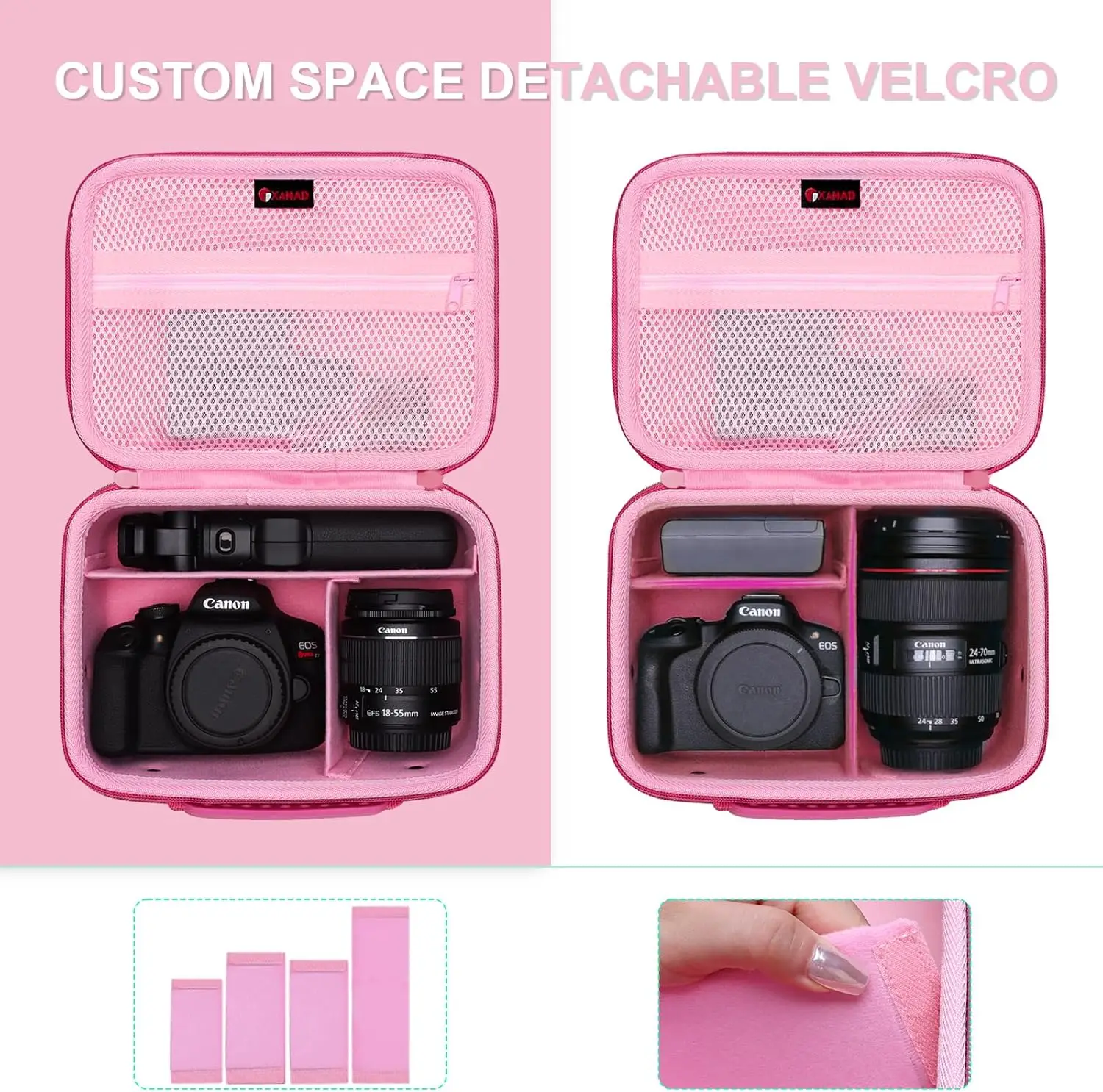 حافظة كاميرا لكاميرات Canon EOS Rebel T7/R50/R6 Mark II/R100/R5 Mark II/RP/R7/SL3/R5/T100 DSLR مع عدسة وحامل ثلاثي القوائم وحزام كتف و4 D #2