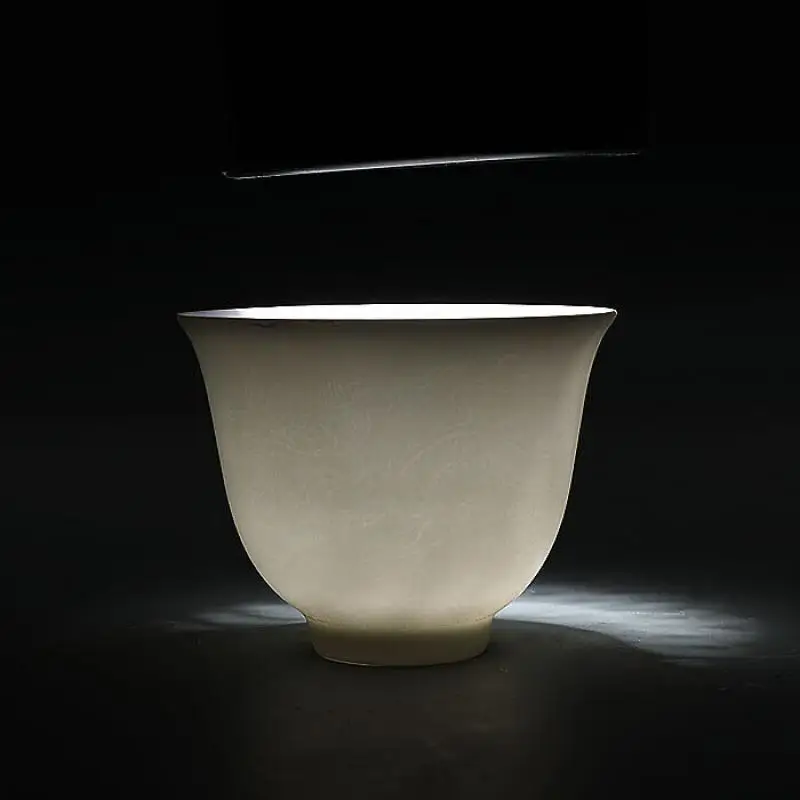 

Chinese Ming Chenghua White Porcelain Carved Dragon Design Teacup Cup 2.4 inch