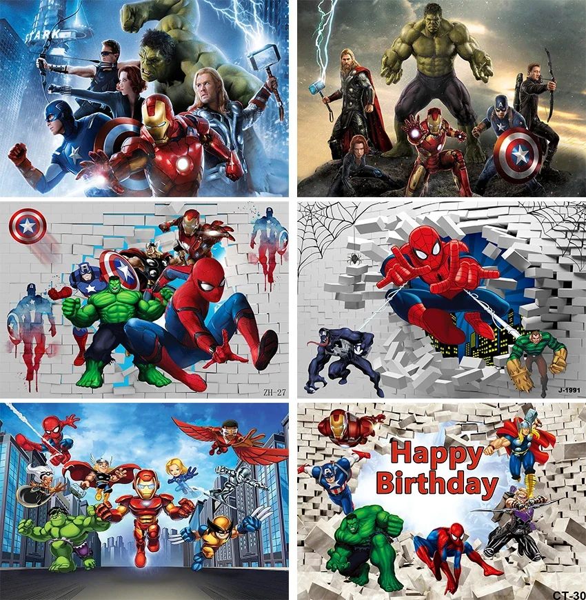 

Disney Spiderman Theme Backdrop for Boy Kids 1st 2nd Happy Birthday Party Super Hero Background Baby Shower Photo Studio Banner