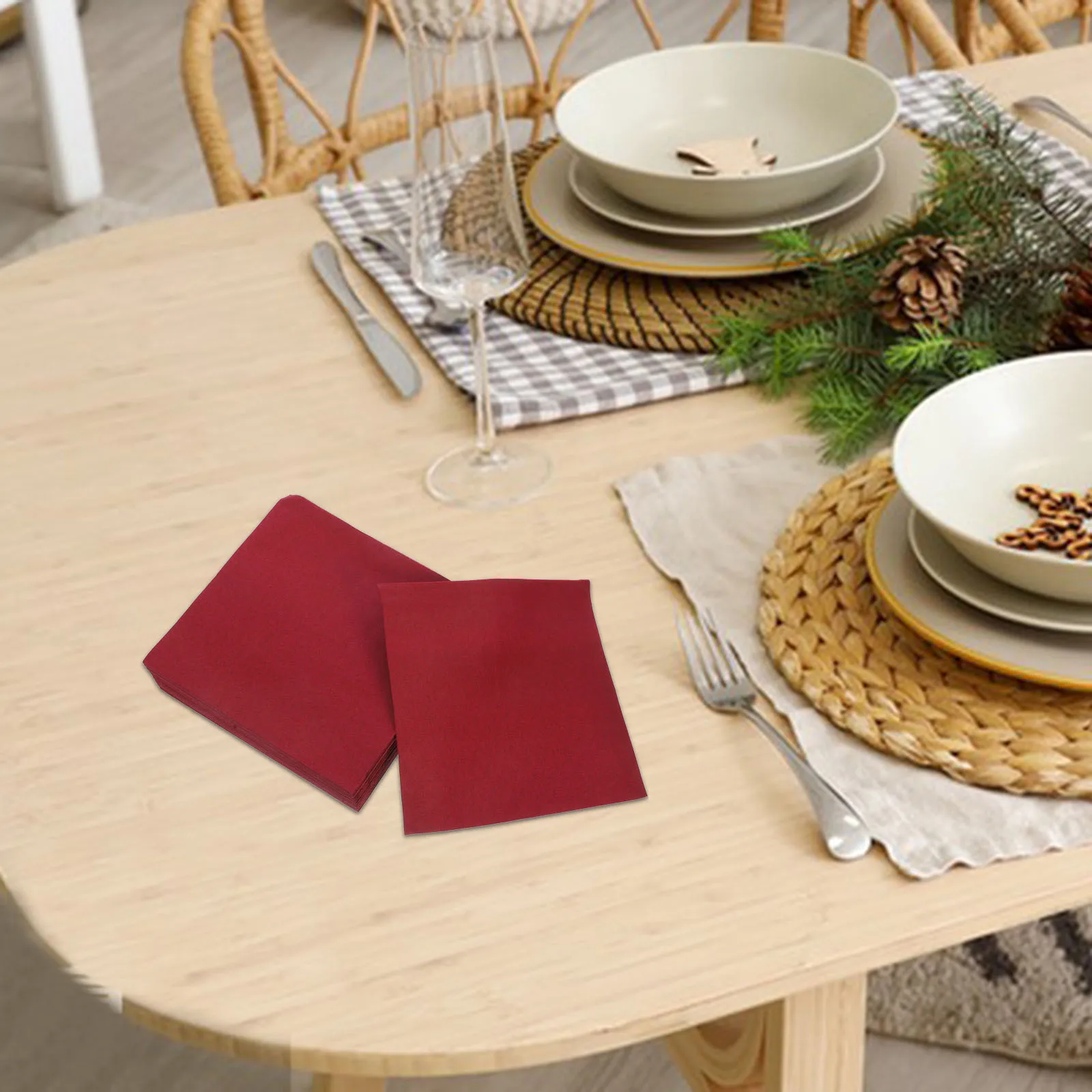

50 pcs Disposable Napkins Burgundy Paper Serviettes Wedding Party Dinner Guest Towels Decorative Holiday Picnic