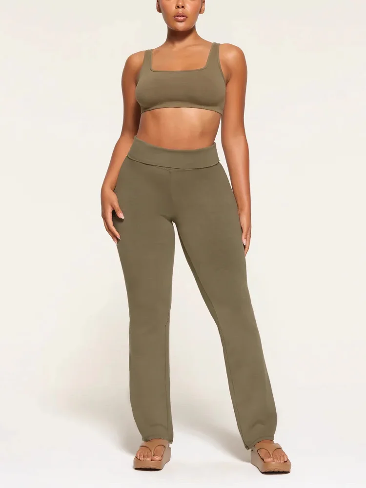 

Повседневные женские брюки с эластичным поясом на шнурке, прямые, свободные, широкие, стройнящие, универсальные, длинные