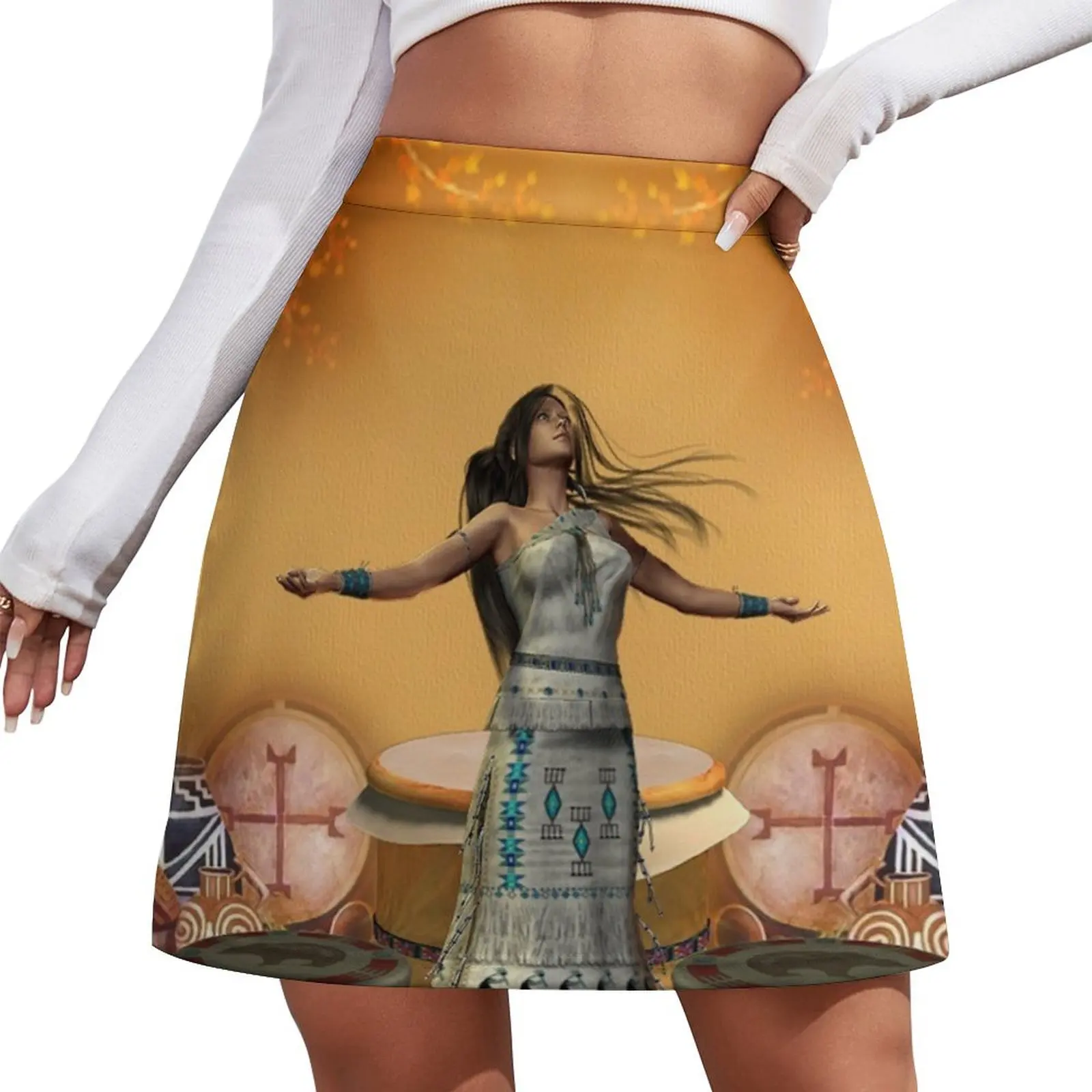 

Peaceful Native American Woman Products Mini Skirt short skirt women's golf wear summer Mini Skirt
