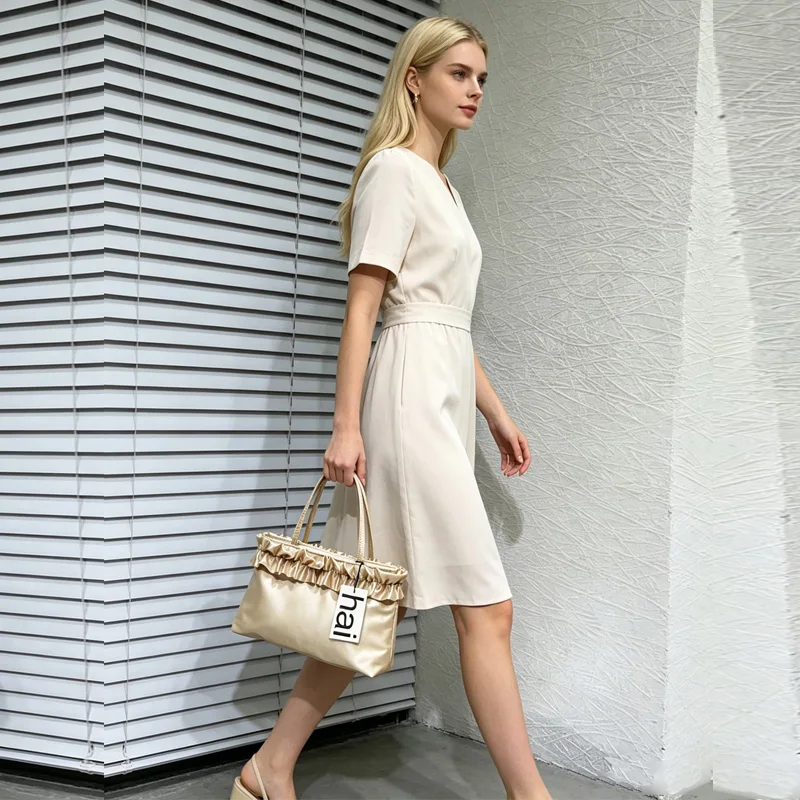 

2026 Spring Luxury brand Style Silk Satin Wrinkle Tote Bag for Women Designer Underarm Handbag Evening Party Prom Fashion Gift