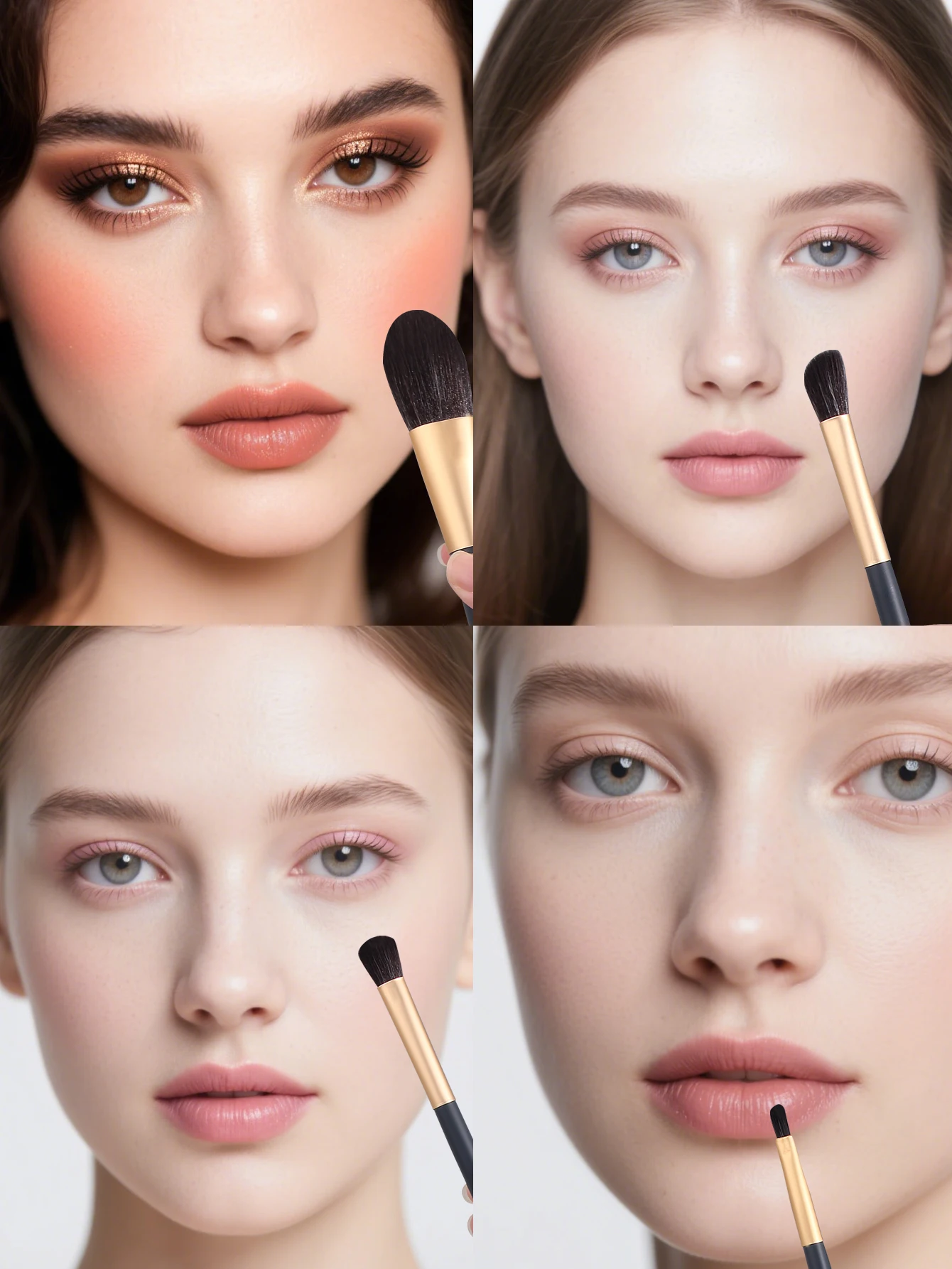 Ensemble de pinceaux de maquillage pour le visage de 12 pièces de haute qualité: pinceau à Blush, pinceau pour surbrillance, pinceau pour fard à paupières, pinceau à lèvres, outils de maquillage professionnels