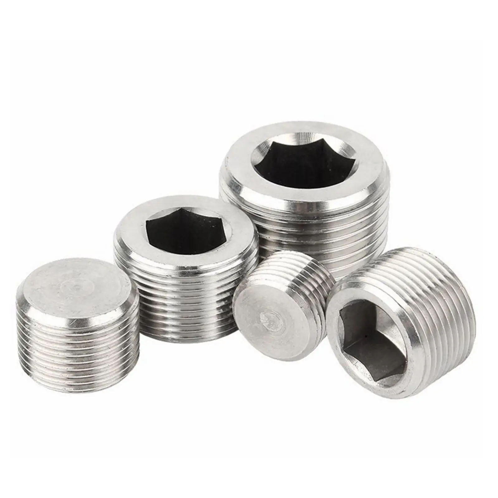 Hex Socket M8x1 M10x1 M12x1.5 M16x1.5 M20x1.5 M24x1.5 Metric Thread Male 304 Stainless Steel Countersunk End Plug