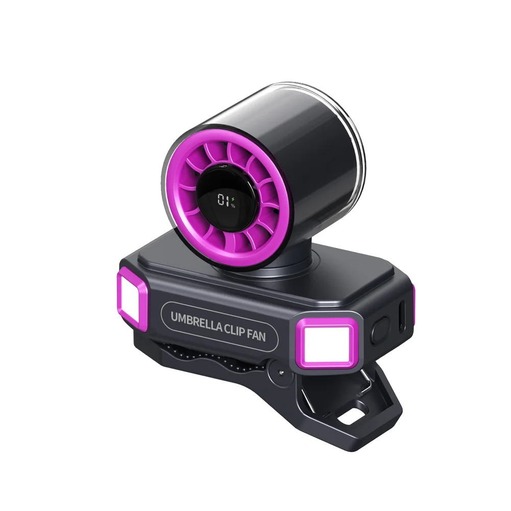 

Clip Fan for Umbrella or Bag with 360 Degree Swivel Head and Precise 100-Level Airflow Control for Outdoor Cooling