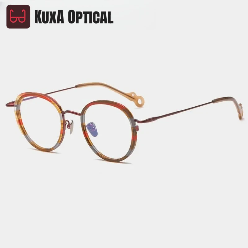 Retro Stylish Eyewear Frames Acetate High End Titanium Women Men Eyeglasses Optical Gafas for High Degree Precription Lenses