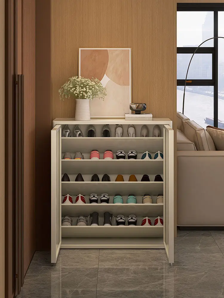 Ultra-thin steel shoe cabinet household floor multi-layer dust-proof shoe rack home large-capacity storage cabinet