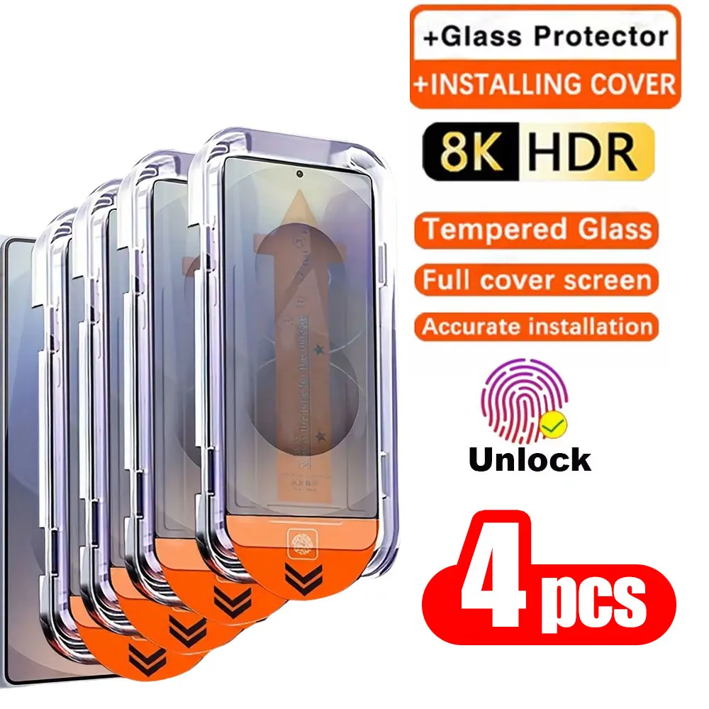 1-4 Stück Einfach zu Installierende Schutzfolie aus Gehärtetem Glas für Samsung Galaxy S26 Ultra S25 S24 Plus S23 FE S22 S20 FE S25 Edge Displayschutz