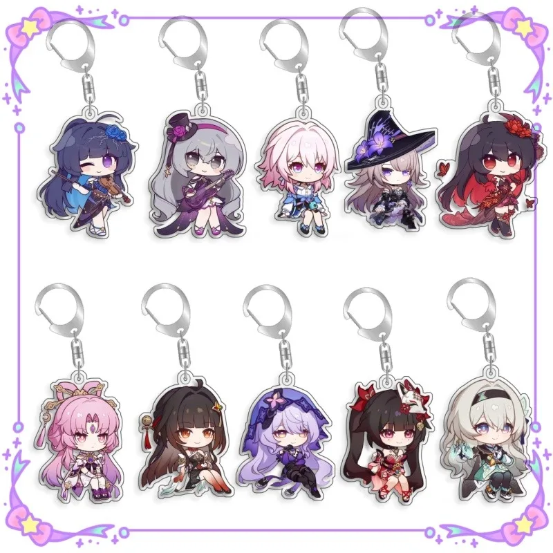 For Honkai Star Rail Herta Sparke Jingliu Jiaoqiu Acrylic Homemade Cartoon Anime Backpack Pendant Decoration Collection FansGift