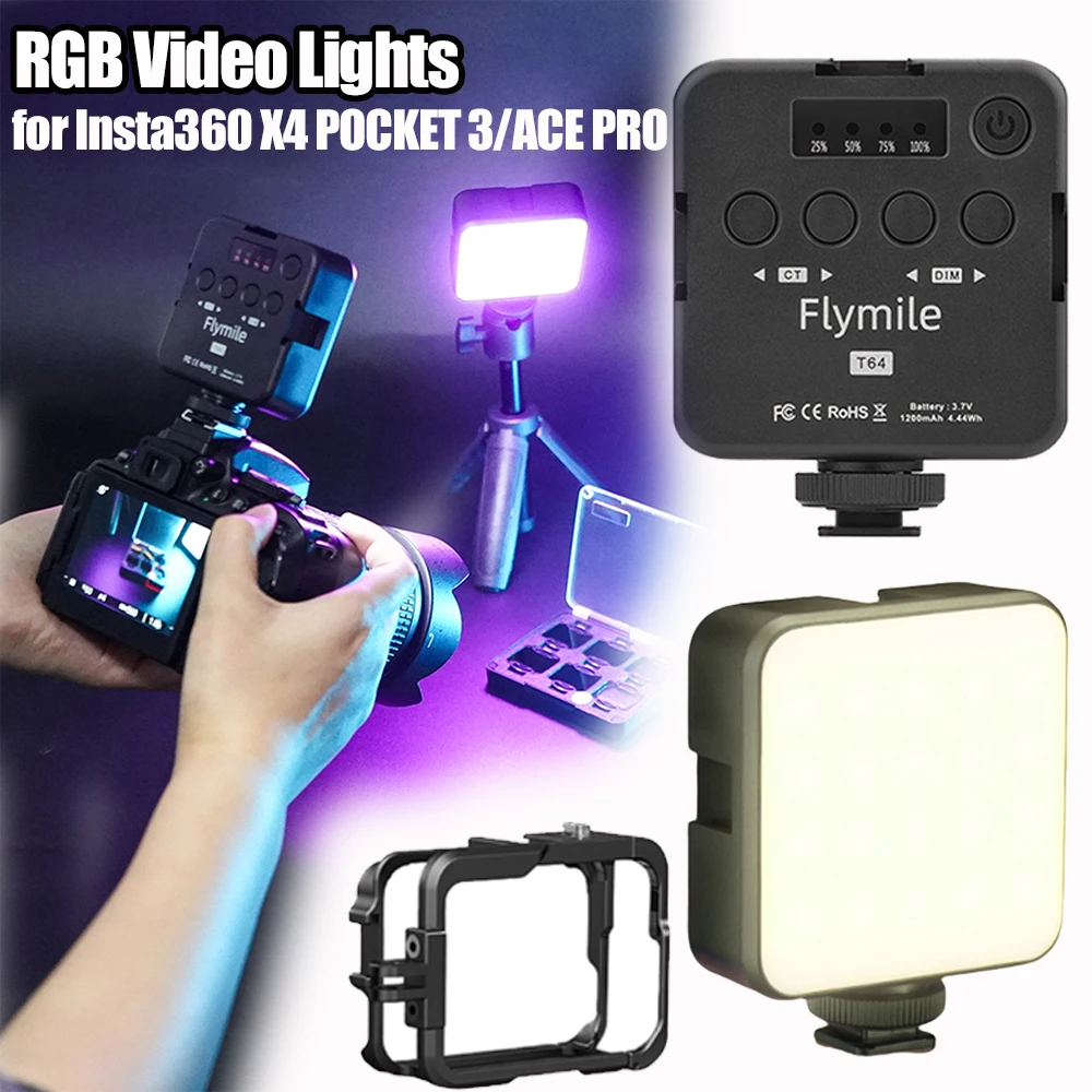 

Full Color RGB LED Video Light 2500K-9000K Mini Fill 20 Effects 1200mAh Pocket Camera Light for Insta360 X4 POCKET 3/ACE PRO