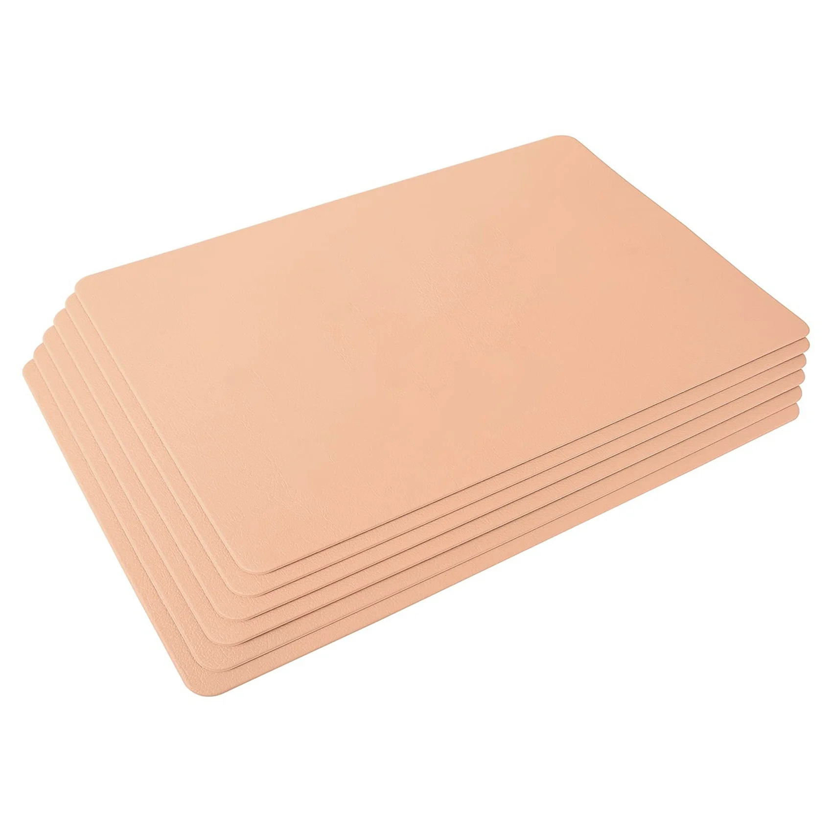 PU Leather Placemats Set of 6 Waterproof Heat Insulation Stain Resistant Washable Table Mats for Home Hotel Pink